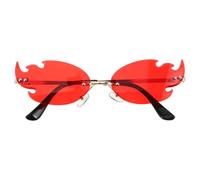 Abaodam Lunettes de Soleil Flammes Sans Monture Étroites Dorées pour Fête Enterrement de Vie de Jeune Fille Halloween Homme Femme Accessoires Rétro Originales et Confortables