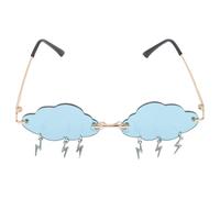 Abaodam Lunettes de Soleil sans Monture Unisexes Forme Irrégulière Nuage Pendentif Éclair Cadre Doré C10 Protection UV pour Fêtes Conduite et Activités en Plein Air
