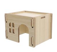 Abaodam Maison Bois pour Chinchilla Et Petits Animaux Refuge Naturel avec Station Alimentation Distribution Eau Abri Sûr pour Hamsters Écureuils Et Rats