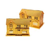 Abaodam Maison de Luxe Dorée pour Culte Ancestral Lot de 2 Maisons en Plastique pour Offrandes Funéraires Chinoises, Fournitures Sacrificielles pour Fête des Fantômes et Rituels