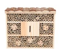 Abaodam Maison en Bois pour Insectes Fonction D'attraction des Bonnes Abeilles, Abri Beige pour Jardin, Maintien de L'écologie Extérieure, Style Cabane Bois Naturel
