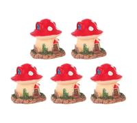 Abaodam Maison en Résine Miniature Champignon 5 Pièces | Modèle Créatif Rouge, Finition Soignée, Touche Agréable, pour Scène et Bonsaï