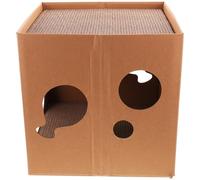 Abaodam Maison pour Chat en Carton Ondulé Griffoir Double Face et Fonction de Toilettage des Griffes, Intérieur pour Chat Actif
