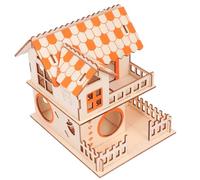 Abaodam Maison pour Hamster en Bois Orange, Cabane à Deux Niveaux Résistante aux Morsures, Aire de Jeu pour Petits Rongeurs pour Dormir et Se Reposer