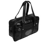 Abaodam Mallette pour Ordinateur Portable Imperméable en Similicuir Noir Grosse Capacité, Style Japonerie Mignon de Cœur, Travail Vie Scolaire