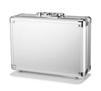 Abaodam Mallette Rigide en Alliage D'aluminium Argenté Grosse Capacité et Sécurité par Mot de Passe, Coffret à Outils Portable pour Camping et Activités Outdoor