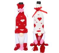 Abaodam Manchons de Protection pour Bouteilles de Vin Rouge en Acrylique et Coton PP, Réutilisables et Portables, Lot de 2 Pièces, Décoration Romantique Saint-Valentin