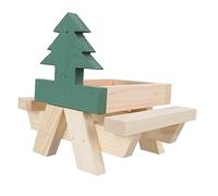 Abaodam Mangeoire à Écureuils Table de Pique pour Écureuils avec Support pour Épis de Distributeur Pratique pour Cacahuètes et Fruits Secs Couleur Naturel