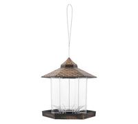 Abaodam Mangeoire à Oiseaux Suspendue Extérieure en Métal Patiné Cuivre Antique, Grosse Capacité avec Fenêtre Transparente pour Jardin, Balcon et Terrasse, Station D’Alimentation