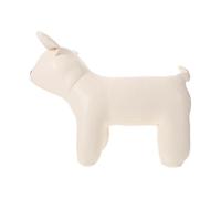 Abaodam Mannequin de Chien en Cuir PU Blanc, Modèle Assis 42x29x14,5 Cm, Présentoir à Vêtements pour Animaux, pour Exposition, Boutique et Présentation de Vêtements pour Chiens