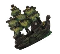 Abaodam Maquette de Petit Voilier en Résine la Décoloration, Décoration D'aquarium d'eau Douce Thème du Navire Pirate pour Habitat des Poissons