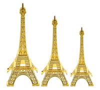 Abaodam Maquette Tour Eiffel en Fer Doré 3pcs, Décoration de Table Élégante pour Bureau et Maison, Ornement Unique Design Simple et Raffiné