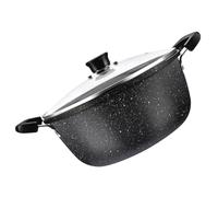 Abaodam Marmite à Soupe Noire en Fer Couvercle, Casserole Antiadhésive Réutilisable pour Cuisiner Soupes et Bouillons Maison