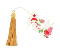 Abaodam Marque-page Métal de Carpe avec Pompon, Style Chinois, Pratique et Portable, pour Enseignants et Écrivains