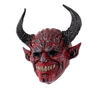 Abaodam Masque de Diable à Cornes Rouge en Écume Sangle Élastique, Couvre-tête Effrayant pour Fêtes à Thème et Bals Masqués D'halloween