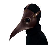Abaodam Masque de Peste à Bec Long en PU Coffee pour Célébration | Style Steampunk Punk, Ventilation Holes et Confort Respirant, Taille Unique pour Cosplay Fans et Teenager