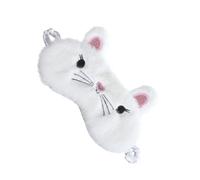 Abaodam Masque de Sommeil Doux et Léger Design Chat en Tissu Blanc, Bandeau Élastique Confortable pour Nuit, Travail et Voyage
