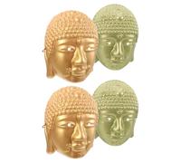 Abaodam Masques Bouddhistes Tête de Bouddha Dorée et Bleu-vert, Lot de 4 Masques de Costume, Accessoires de Déguisement Bouddhiste, Art Mural Bouddha pour Hommes, Décoration