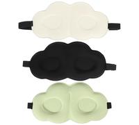 Abaodam Masques de Sommeil Ice Silk 3 Pièces Double Face Respirants et Occultants, Masque Yeux Léger pour Femmes et Adolescents, Accessoires Maison et Voyage, Couleurs Vert Clair Noir