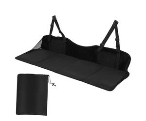 Abaodam Matelas de Banquette Arrière pour Voiture Extension Confortable en Flocage Noir, Coussin Épais pour Voyage et Road Trips, Support de Jambe Intégré