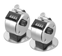 Abaodam Métal Compteur Manuel Mécanique 0-9999 Argenté 2 Pièces | Réinitialisation Intégrée, sans Pile, Anneau Suspendre, Suivi Simple pour Couture, Enseignants, Caisse