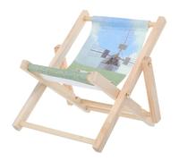 Abaodam Mini Beach Chair for Small Pets Foldable Wooden Miniature Chair Comfortable Hamster and Chinchilla Resting Spot Desktop Mobile Phone Holder Stand