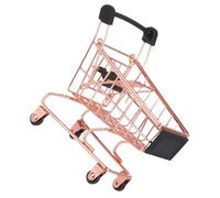 Abaodam Mini Chariot de Courses pour Garçon et Filles en Plastique Rose Doré Caddie Miniature de Simulation Réaliste Accessoire Décoratif pour Maison de Jeu Présent Ludique et Éducatif