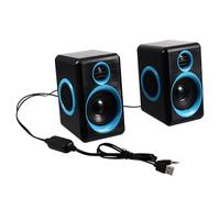 Abaodam Mini-Enceintes USB pour Ordinateur Bleu 2 Pièces, Haut-parleurs PC en Abs/PU, Lecture Musicale, Alimentation USB, pour Bureau et Maison