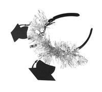 Abaodam Mini Hat Letter Head Hoop Bandeaux De Pour Filles Casque De Capuchon De Gradue Bandeau Bandeaux Accessoires De Bandeau De Fête De Fin D'études Coiffe Art Latte Silver