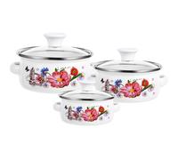Abaodam Mini-Marmites Émaillées Lot de 3 Double Poignée, Casseroles à Fond Plat 12-14-16 CM, Pots Cuisine Résistants pour Cuisson Lait et Soupe, Usage Quotidien