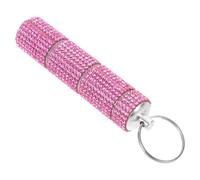 Abaodam Mini Pilulier Porte-clés en Métal et Cristaux, Rose, 3 Compartiments, Porte-pilules Portable, pour Voyages et Vacances, Gestion des Remèdes, Évite les Mélanges
