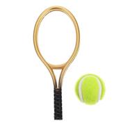Abaodam Mini Raquette de Tennis Décorative Dorée, Accessoire Miniature pour Maison de Poupée, Décoration de Mini-Tennis Réaliste, Ornement Léger et Solide pour Scène Dollhouse