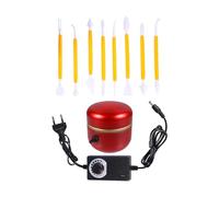 Abaodam Mini Tour de Potier Électrique Rouge Eu 220v avec Plateau Tournant Bidirectionnel et Outil de Sculpture, Machine à Fabriquer Poterie Compacte pour DIY et Enseignement Artistique