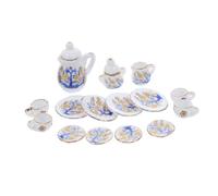Abaodam Miniature Porcelain Tea Set with Flower Pattern Mini Tea Cups and Teapot for Dollhouse Kitchen Accessories Creative DIY Decor for and Collectors