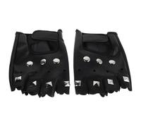 Abaodam Mitaines Demi-Doigts en Cuir PU Noir pour Moto et Sports D'extérieur, Style Punk avec Rivets Métalliques Anticorrosion, Unisexes, Adaptées Cyclisme, Escalade et Danse
