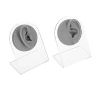 Abaodam Modèle d'Oreille en Silicone Souple Grise 2 Pièces pour Entraînement Piercing Présentation de Bijoux et Apprentissage de L'Acupuncture Moule Réaliste d'Anatomie Humaine