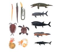 Abaodam Modèles d'animaux Marins Préhistoriques 12 Pièces Figurines de Créatures Aquatiques Réalistes en Plastique Jouets Cognitifs Éducatifs pour Garçon et Filles Jeu d'apprentissage