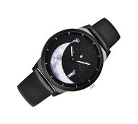 Abaodam Montre Astronaute Unisexe avec Cadran Noir High-Tech Bracelet Cuir Ajustable Design Classique et Précis Montre Femme Homme pour Quotidien et Cadeau