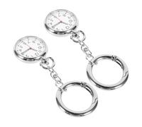 Abaodam Montre de Poche Infirmière Porte-clés 2 Pièces Acier Inoxydable Verre Résistant Personnes Âgées Étudiants Usage Médical Affichage Précis Solide et Pratique