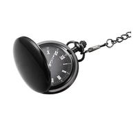 Abaodam Montre de Poche Rétro Noire à Quartz Deux Faces Classique pour Homme et Femme avec Chaîne Longue Vintage Élégante