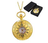 Abaodam Montre de Poche Rétro Unisexe Vintage avec Chiffres Romains Boîtier Alliage Léger Montre Pendentif Élégante pour Homme et Femme Cadeau Pratique avec Boîte