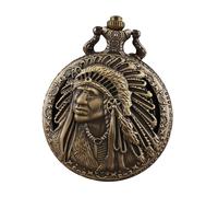 Abaodam Montre de Poche Vintage Quartz à Motif Indien Unisexe Montre Collier Rétro Alliage Petite Horloge Portable et Précise Cadeau Original pour Familles