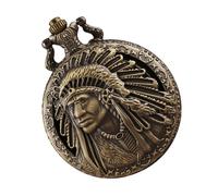 Abaodam Montre de Poche Vintage Unisexe Boîtier Élégant en Alliage et Chaîne Longue, Mouvement Quartz Précis, Design Unique Inspiré d'un Ancien Chef Indien