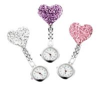 Abaodam Montre Infirmière à Quartz de Cœur Lot de 3, Acier Alliage Solide, Clips Stables, pour Femmes Professionnelles en Milieu Médical, Usage Quotidien et Soins Couleur Aléatoire