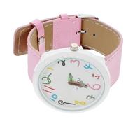 Abaodam Montre pour Garçon et Filles Bracelet en Cuir Rose, Design Cartoon, Cadran en Acier Inoxydable, Présent pour Apprendre L'heure et Résister aux Chocs