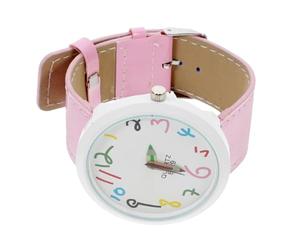 Abaodam Montre pour Garçon et Filles Bracelet en Cuir Rose, Design Cartoon, Cadran en Acier Inoxydable, Présent pour Apprendre L'heure et Résister aux Chocs
