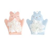 Abaodam Moufles de Bain pour Garçon et Filles 2pcs en Coton Polyester et Pe Doux pour Exfoliation Profonde et Adoucissement Peau, pour Bain Moussant à Domicile ou Hôtels