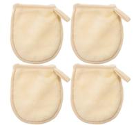 Abaodam Moufles Démaquillants Doux Lot de 4 pour Nettoyage Visage Blanc Cassé Houppette pour Retrait Maquillage et Soins Peau Grasse