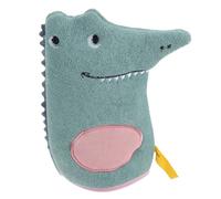 Abaodam Moufles Exfoliantes de Bain pour Bébé en Tissu Doux Double Face, Motif Animal Vert, Éponge de Toilette pour Tout-petit, Accessoire de Bain Garçon et Filles, 1 Pièce, Usage