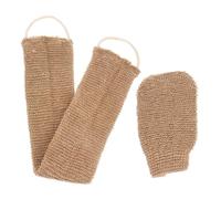 Abaodam Moufles Exfoliants en Ramie et Jute 2pcs Longue Sangle Marron pour Gommage Corps et Épurateur de Dos pour Bain